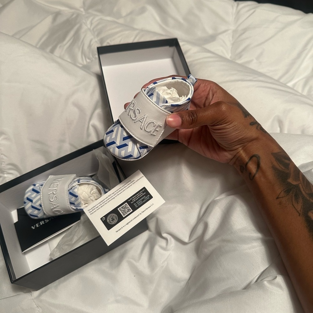 Blue Unisex Infant Versace Soft Bottoms